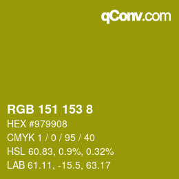 カラーコード: RGB 151 153 8 | qconv.com