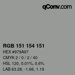 Color code: RGB 151 154 151 | qconv.com