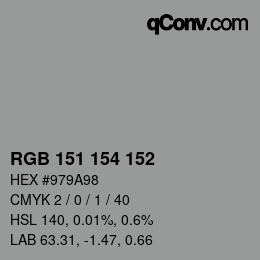 Color code: RGB 151 154 152 | qconv.com