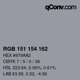 カラーコード: RGB 151 154 162 | qconv.com