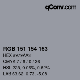 Color code: RGB 151 154 163 | qconv.com