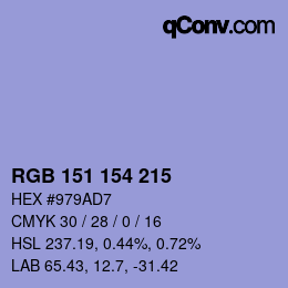 カラーコード: RGB 151 154 215 | qconv.com