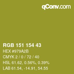 カラーコード: RGB 151 154 43 | qconv.com