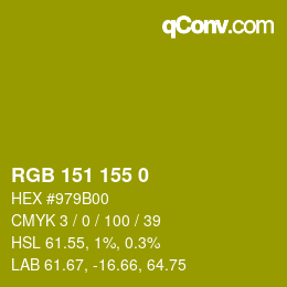 Color code: RGB 151 155 0 | qconv.com