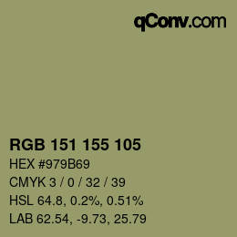 颜色代码: RGB 151 155 105 | qconv.com