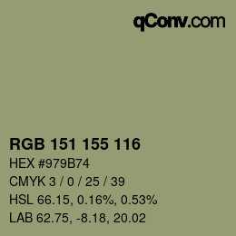カラーコード: RGB 151 155 116 | qconv.com