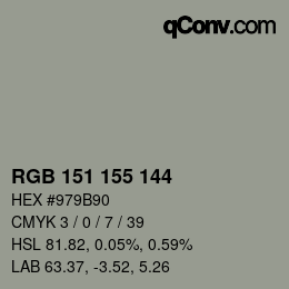 カラーコード: RGB 151 155 144 | qconv.com