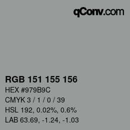 Color code: RGB 151 155 156 | qconv.com