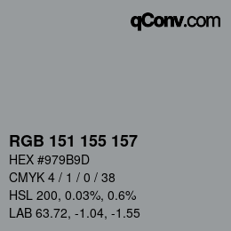 カラーコード: RGB 151 155 157 | qconv.com