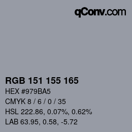 颜色代码: RGB 151 155 165 | qconv.com