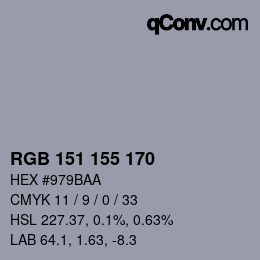 カラーコード: RGB 151 155 170 | qconv.com