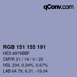 Color code: RGB 151 155 191 | qconv.com