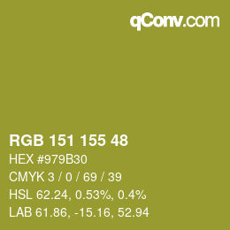 カラーコード: RGB 151 155 48 | qconv.com