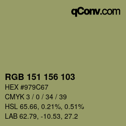 カラーコード: RGB 151 156 103 | qconv.com