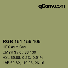 カラーコード: RGB 151 156 105 | qconv.com