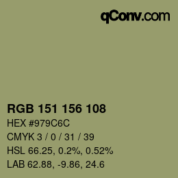 カラーコード: RGB 151 156 108 | qconv.com