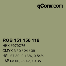 カラーコード: RGB 151 156 118 | qconv.com