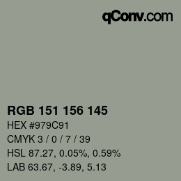 Código de color: RGB 151 156 145 | qconv.com
