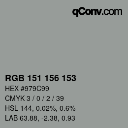 Color code: RGB 151 156 153 | qconv.com