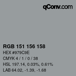 颜色代码: RGB 151 156 158 | qconv.com
