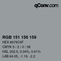 カラーコード: RGB 151 156 159 | qconv.com