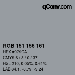 カラーコード: RGB 151 156 161 | qconv.com