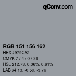 Color code: RGB 151 156 162 | qconv.com