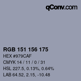 Color code: RGB 151 156 175 | qconv.com