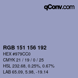 Color code: RGB 151 156 192 | qconv.com