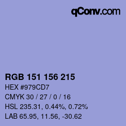 Color code: RGB 151 156 215 | qconv.com