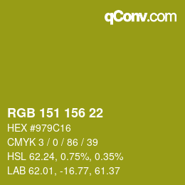Color code: RGB 151 156 22 | qconv.com