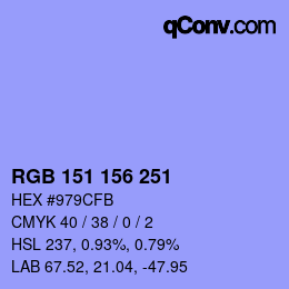 カラーコード: RGB 151 156 251 | qconv.com