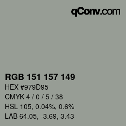 Code couleur: RGB 151 157 149 | qconv.com