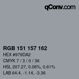 Color code: RGB 151 157 162 | qconv.com