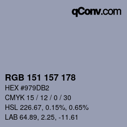 Color code: RGB 151 157 178 | qconv.com