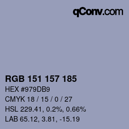 Color code: RGB 151 157 185 | qconv.com