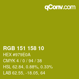 カラーコード: RGB 151 158 10 | qconv.com