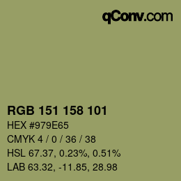 Color code: RGB 151 158 101 | qconv.com