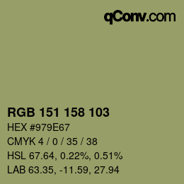 颜色代码: RGB 151 158 103 | qconv.com