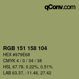 颜色代码: RGB 151 158 104 | qconv.com