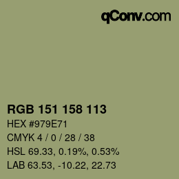 Color code: RGB 151 158 113 | qconv.com