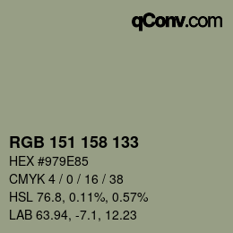 颜色代码: RGB 151 158 133 | qconv.com