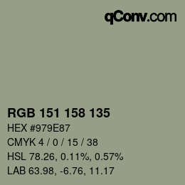 颜色代码: RGB 151 158 135 | qconv.com