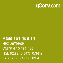 カラーコード: RGB 151 158 14 | qconv.com