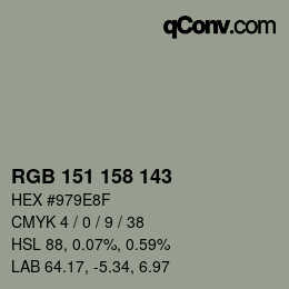 Farbcode: RGB 151 158 143 | qconv.com