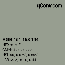 Color code: RGB 151 158 144 | qconv.com