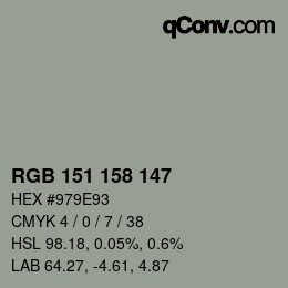 カラーコード: RGB 151 158 147 | qconv.com