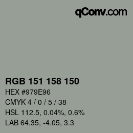 颜色代码: RGB 151 158 150 | qconv.com