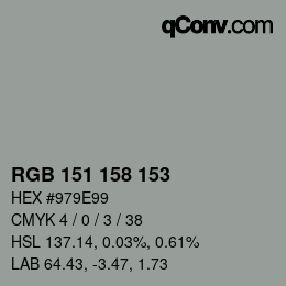 カラーコード: RGB 151 158 153 | qconv.com