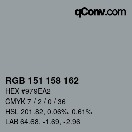 カラーコード: RGB 151 158 162 | qconv.com
